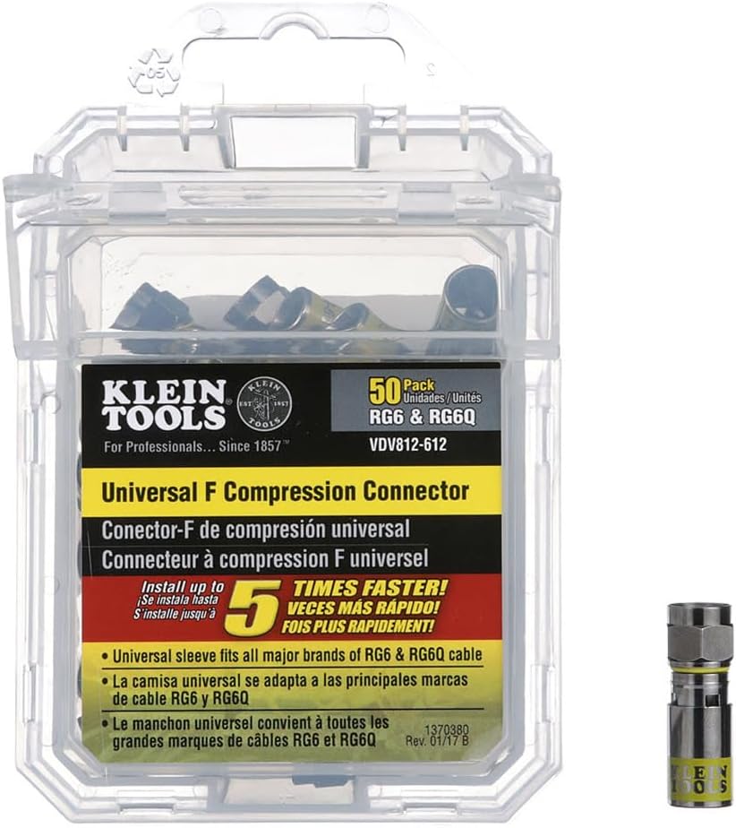 Klein Tools Universal Kompressions-Stecker, VDV812-612 RG6/6Q, Universal, 50 Stück, RG6/6Q, Universa