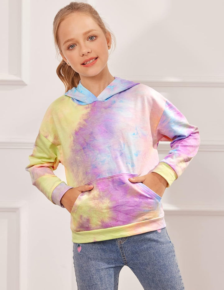 Arshiner Mädchen Hoodie Batik Kinder Pullover Freizeit Mode Sweatshirt mit Kapuze Herbst Winter Lang