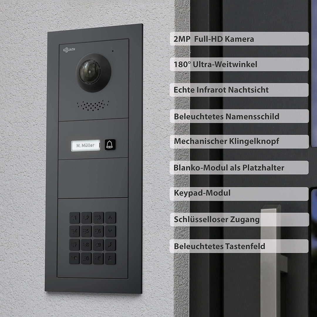 Goliath Hybrid | IP | Full-HD Video Türsprechanlage | App | 1-Fam | 1 x Full-Touchscreen 10" | Alumi