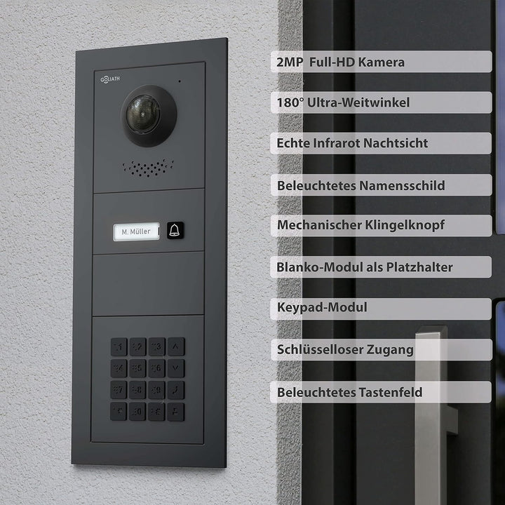 Goliath Hybrid | IP | Full-HD Video Türsprechanlage | App | 1-Fam | 1 x Full-Touchscreen 10" | Alumi