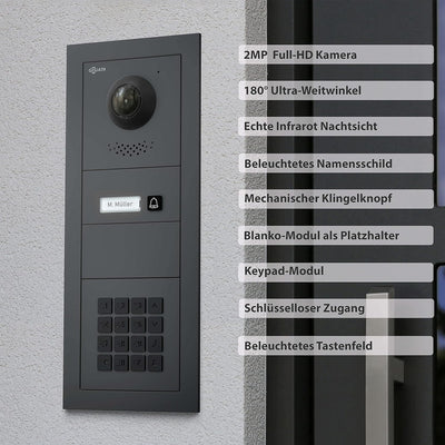 Goliath Hybrid | IP | Full-HD Video Türsprechanlage | App | 1-Fam | 1 x Full-Touchscreen 10" | Alumi