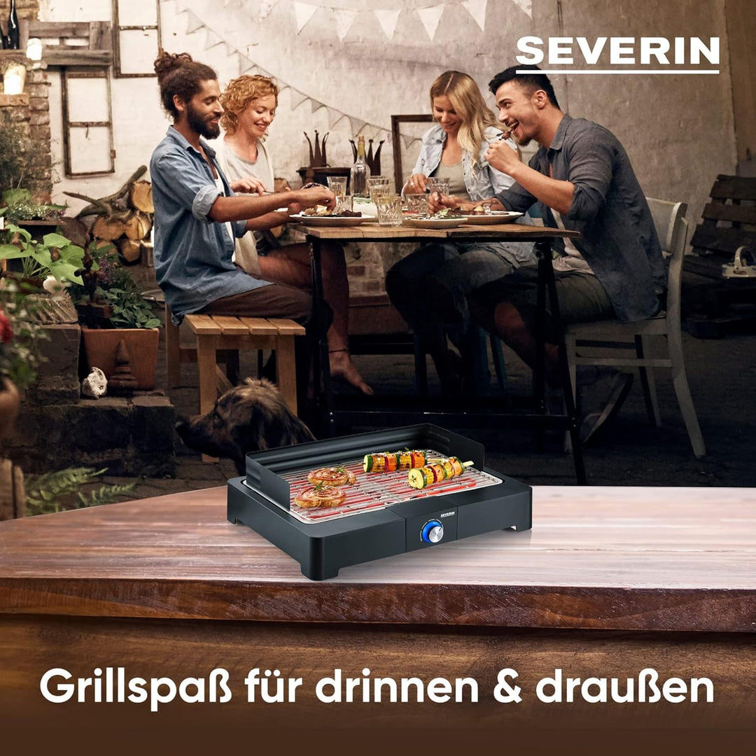 SEVERIN Tischgrill mit Edelstahl-Grillrost für drinnen und draussen, Elektrogrill mit schnellem Gril