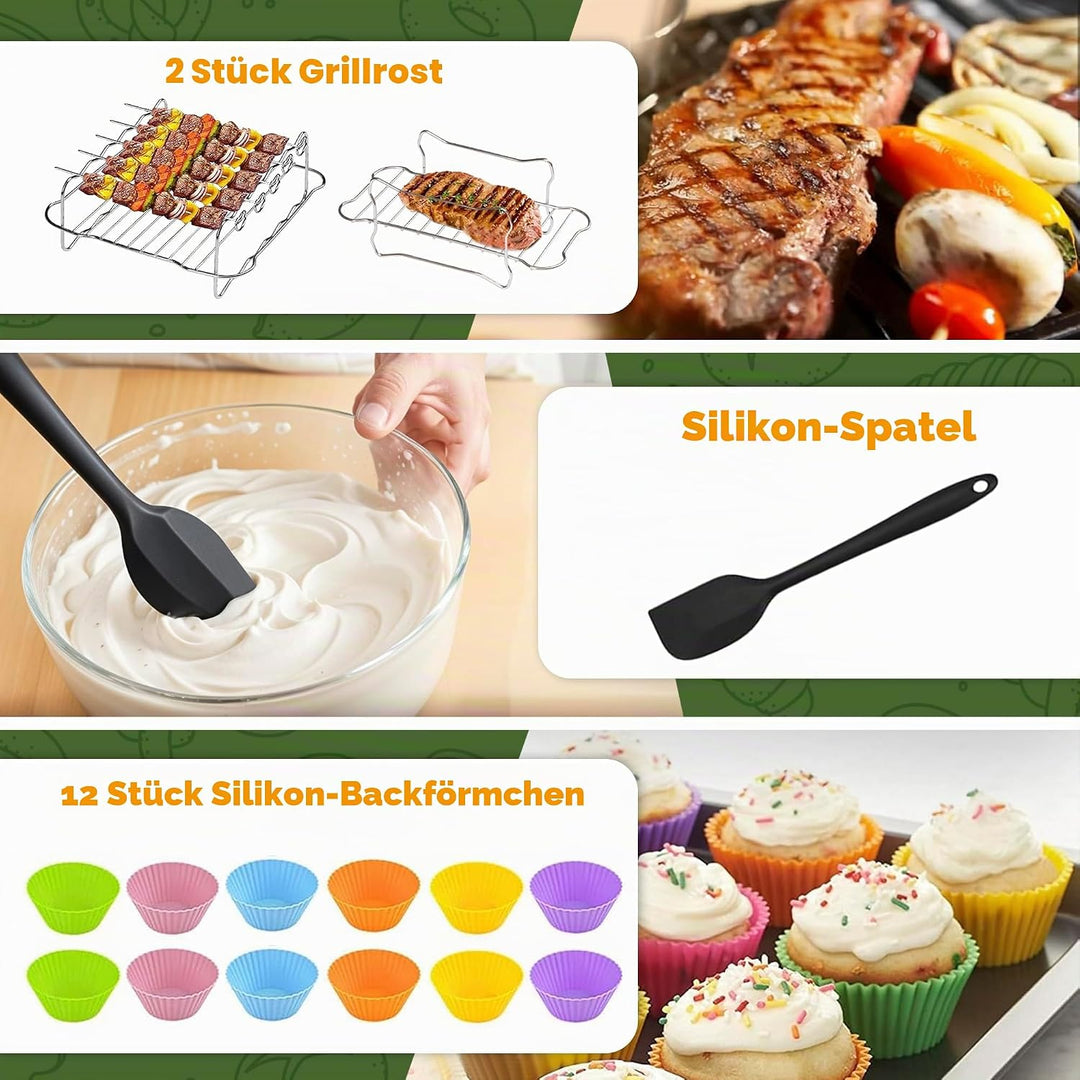 Pietuley 28 Stück Silikonform Heissluftfritteuse Zubehör für Philips Dual Basket Airfryer 3000-serie