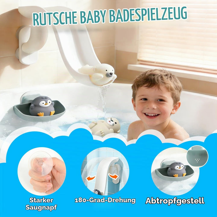 Baby Badespielzeug, Kugelbahn Badewannenspielzeug Wasserspielzeug Kinder mit Zahnräder Fingerpuppen