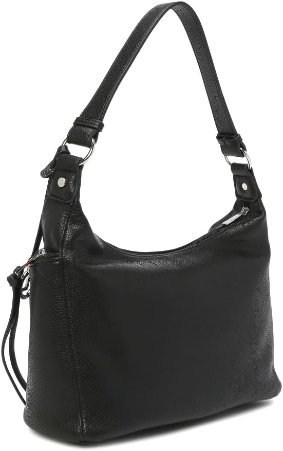L.CREDI Hobo-Bag LARINA Damen-Umhängetasche 32x12x25 Schwarz, Schwarz