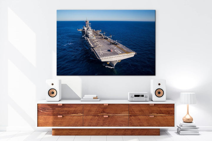 deyoli Flugzeugträger Format: 100x70 als Leinwand, Motiv fertig gerahmt auf Echtholzrahmen, Hochwert