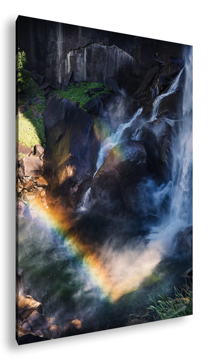 deyoli Regenbogen am Wasserfall Format: 100x70 als Leinwandbild, Motiv fertig gerahmt auf Echtholzra