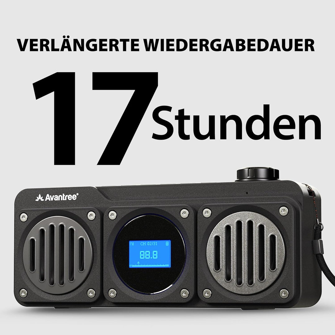 Avantree Boombyte - FM Kleins Radio mit Bluetooth Lautsprecher Tragbares mit kraftvollem Sound, Ster