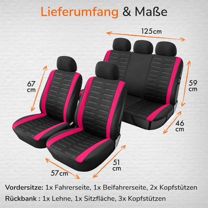 Upgrade4cars Autositzbezüge Set Universal Version 2026 Pink Schonbezüge Komplett Set Pink, Komplett