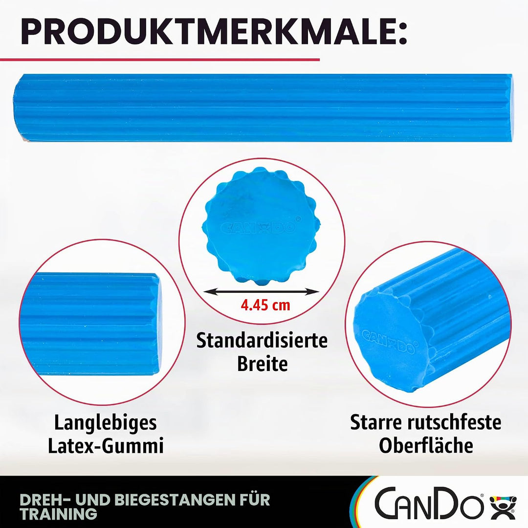 CanDo Hand- und Fingertrainer Twist-n-Bend, Flexibler Übungsstab, Trainingsstab, blau (schwer), 10-1