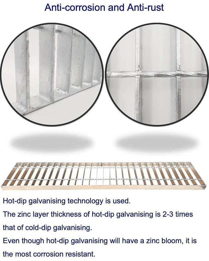 Gitterrost Verzinkt 1000x200 mm, B125 Schwerlast Ablaufrost für Einfahrt & Hof, Feuerverzinkter Stah