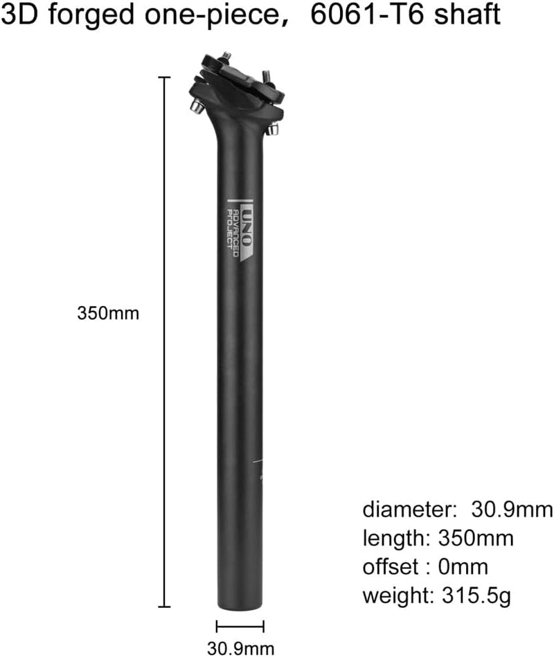 FOMTOR Sattelstütze 27,2/30,9/31,6mm, 350mm Fahrradsattelstütze, Aluminiumlegierung Sattelstange Fah