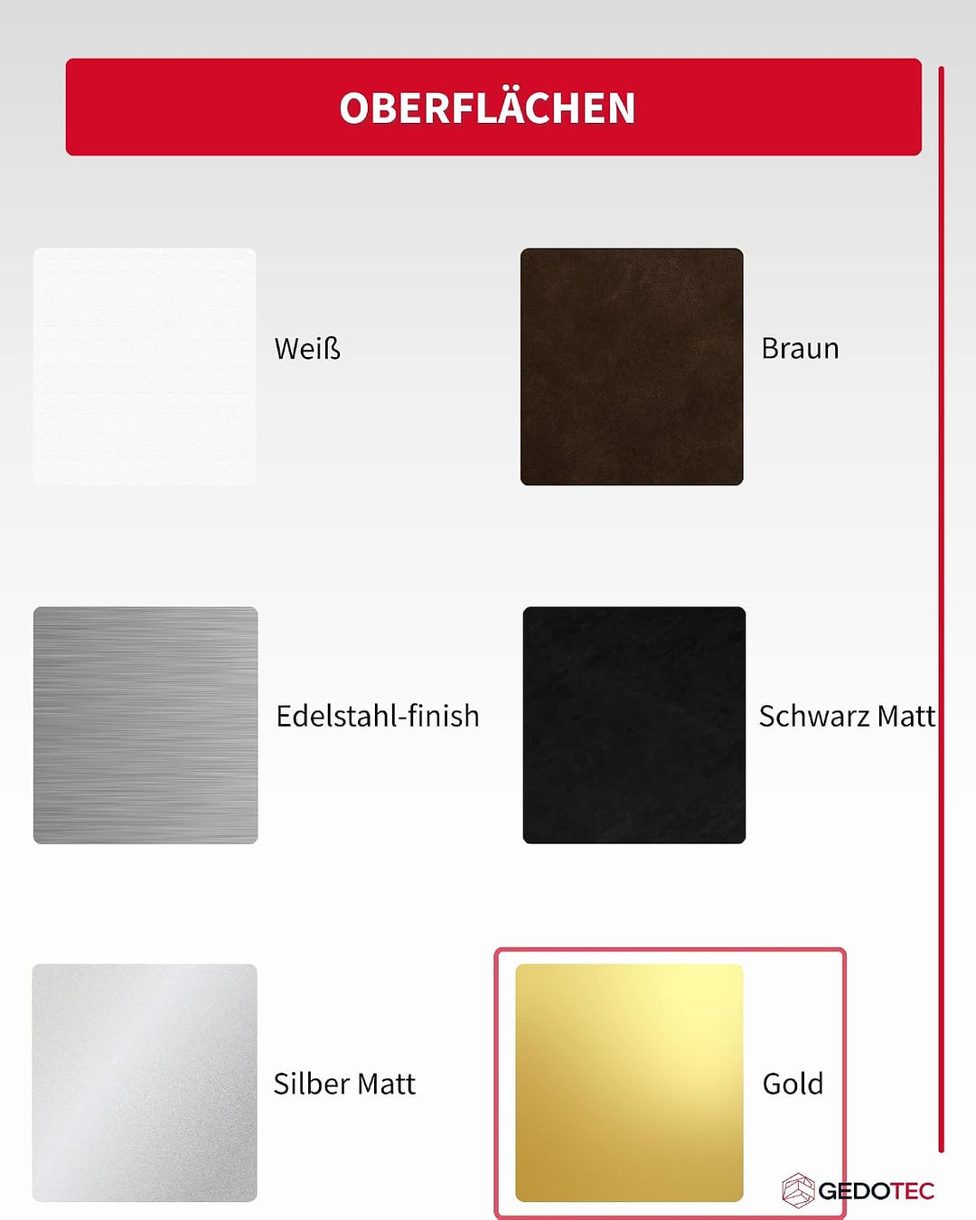 Gedotec Lüftungsgitter rechteckig aus Aluminium - 1 Stück Abluftgitter Messing eloxiert - Heizungsgi