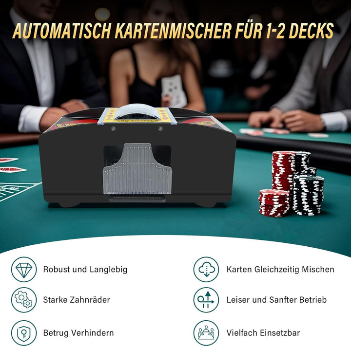 Elektrische Kartenmischmaschine, Automatischer Kartenmischer für 1–2 Decks, Kartenmischgerät für UNO