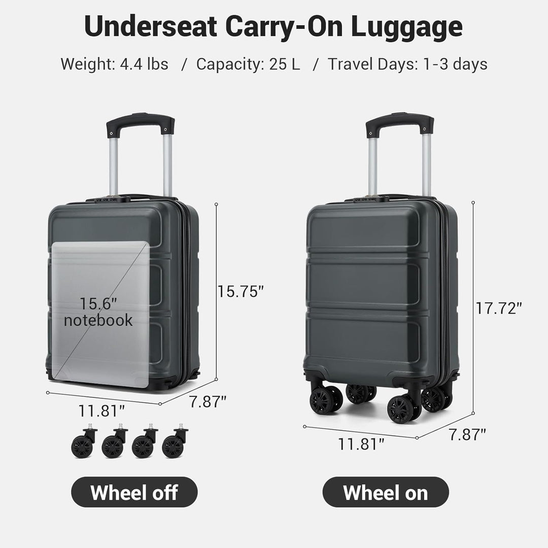 KONO Koffer Trolley Reisekoffer aus ABS+PC – Leichter Hartschalenkoffer mit 4 Zwillingsrollen und TS