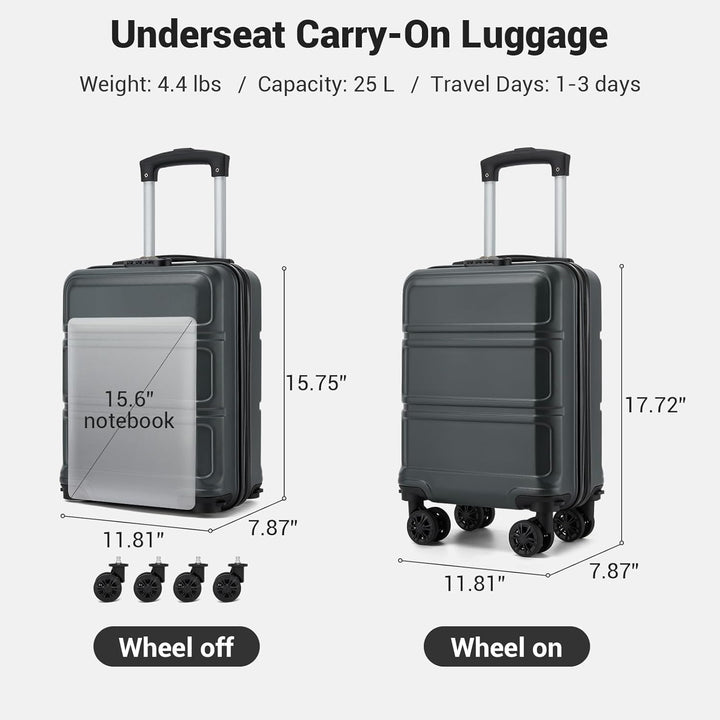 KONO Koffer Trolley Reisekoffer aus ABS+PC – Leichter Hartschalenkoffer mit 4 Zwillingsrollen und TS