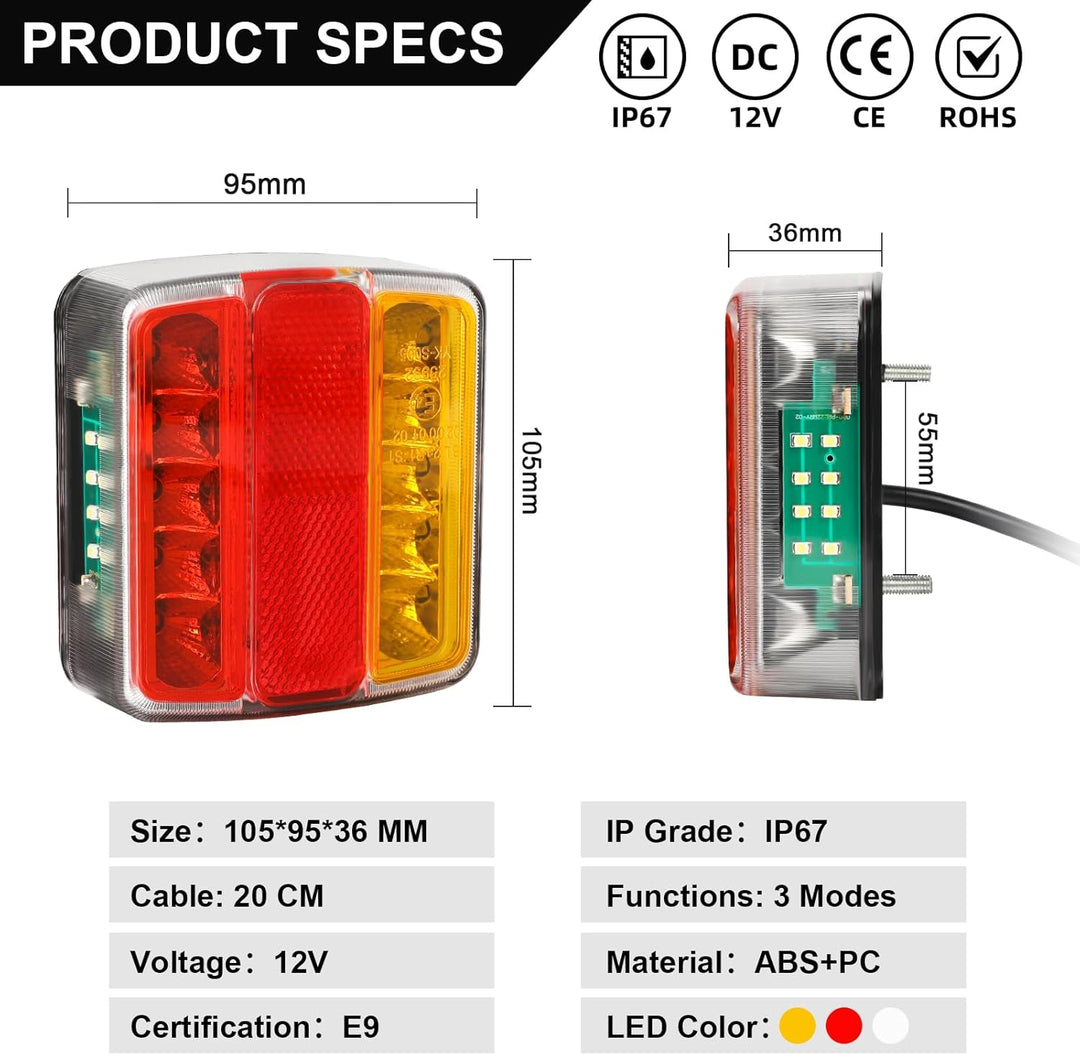 Qiping 2 Stk LED Rückleuchten Anhänger, 12V Universal LKW Rücklicht Rücklichter Heckleuchte mit Kenn