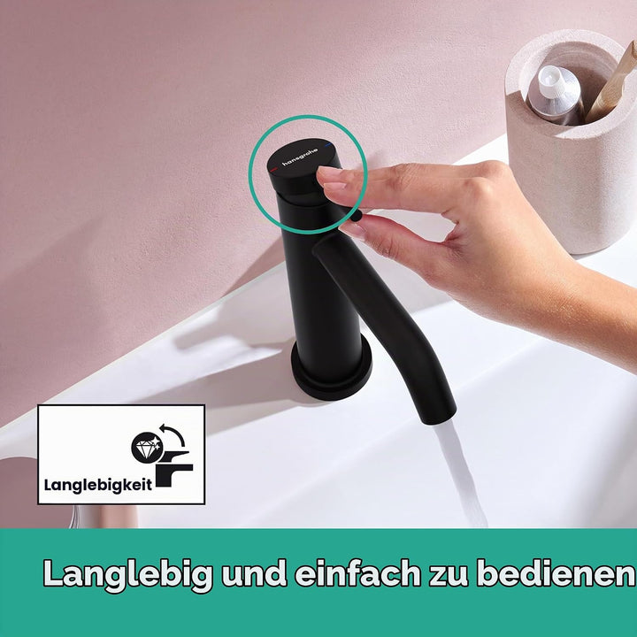 hansgrohe Tecturis S - Waschtischarmatur ohne Ablauf, Wasserhahn Bad mit Auslauf Höhe 110mm, Mischba