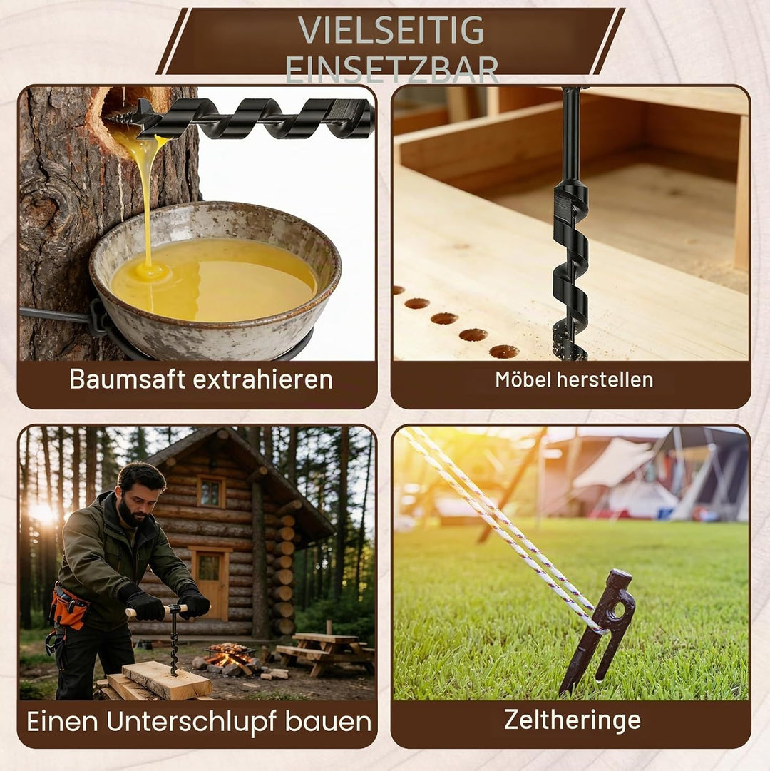 CISSIYOG Holzbohrer Manuell Bushcraft, Bushcraft Bohrer Überlebensausrüstung mit Manueller Schrauben