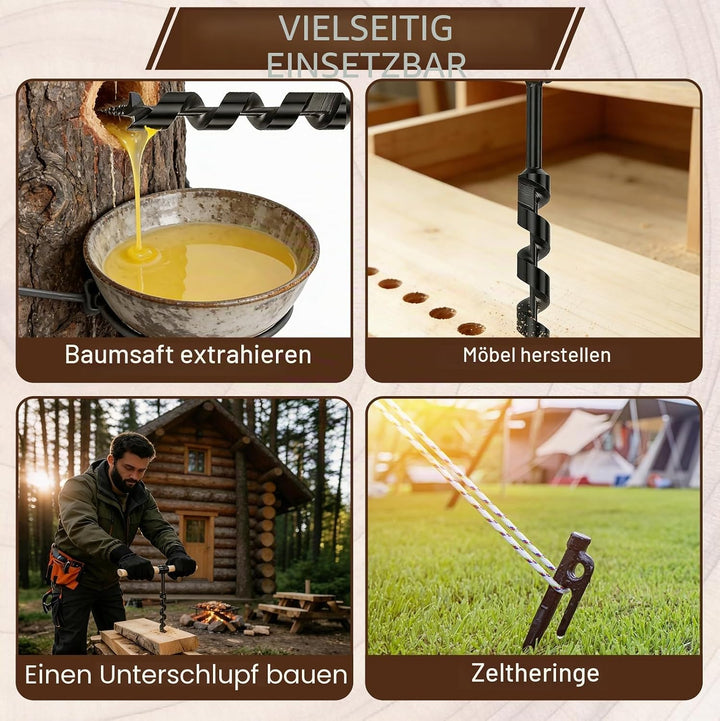 CISSIYOG Holzbohrer Manuell Bushcraft, Bushcraft Bohrer Überlebensausrüstung mit Manueller Schrauben