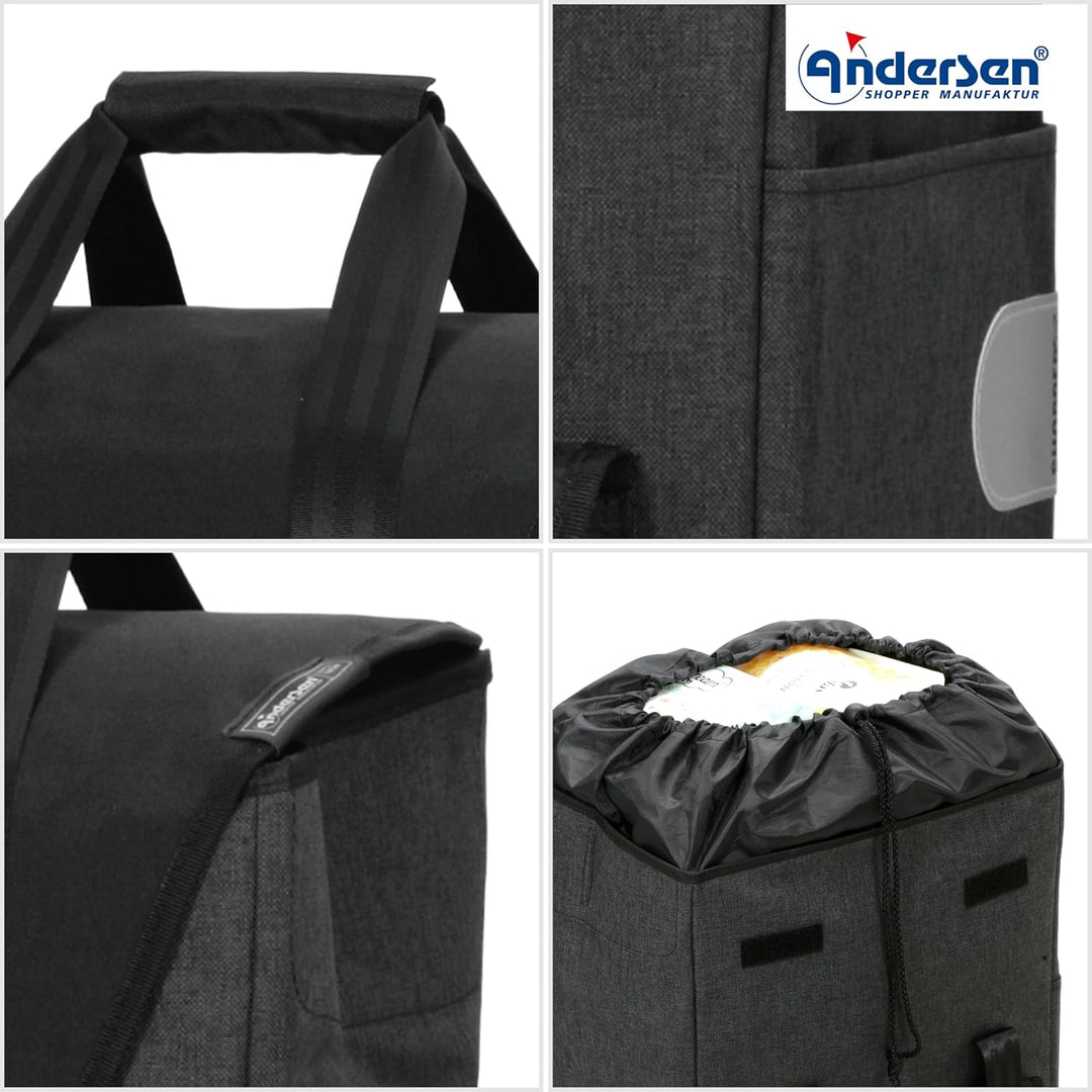 ANDERSEN Einkaufstrolley - Royal Shopper Senta 2.0 schwarz 49 L Einkaufswagen, stilvoll, wasserabwei