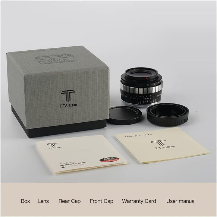 TTArtisan APS-C Objektiv, 23 mm, F/1,4, Metallgehäuse, kompatibel mit L-Halterung, Schwarz und Silbe