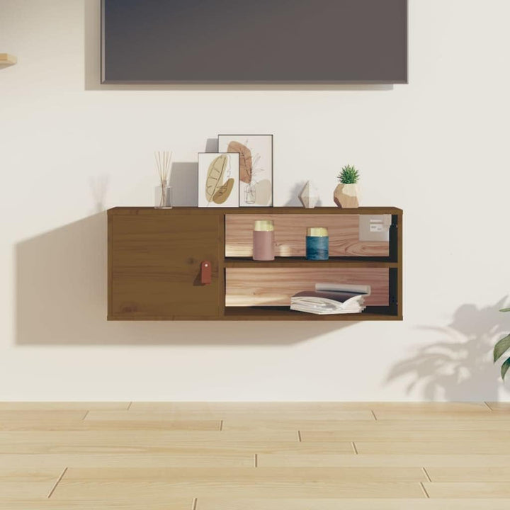WIFESE 80x30x30 cm Wandschrank TV Schrank mit 2 Offene Fächer Hängeschrank TV Board Hängend Bücherre