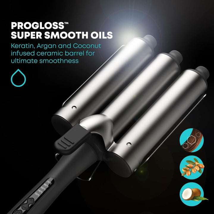 Revamp Progloss Boho Beach Waver XL – 38-mm-Waver mit 3 Fässern für geschmeidige, grosse Beach-Welle