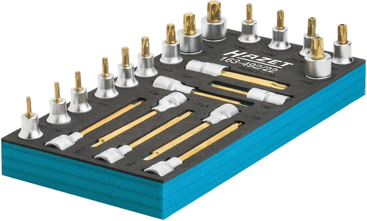 Hazet TORX Schraubendreher-Steckschlüssel-Einsatz-Satz, Innen-Vierkant (Robertson) 12,5 = 1⁄2 Zoll,