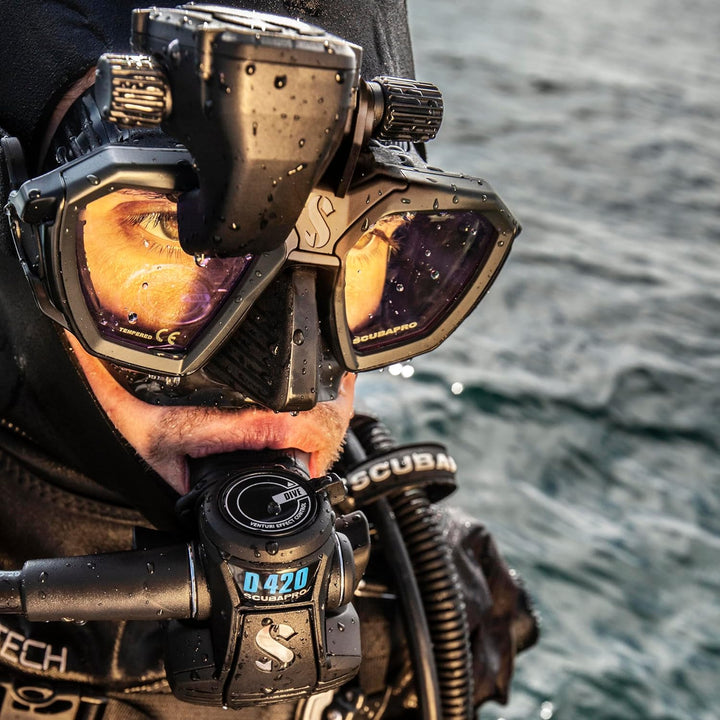 Scubapro D-Mask Tauchmaske - inkl. Montageadapter für den HUD Tauchcomputer Blau Schwarz Small/Narro