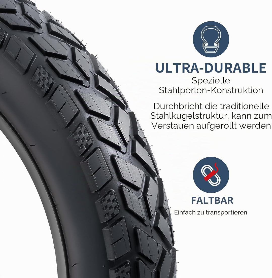 YunSCM 2PCS 20 Zoll E-Bike Reifen 20 x 4.0 Kompatibel mit 20x4.0 All-Terrain-Fahrradreifen 2Pcs Reif
