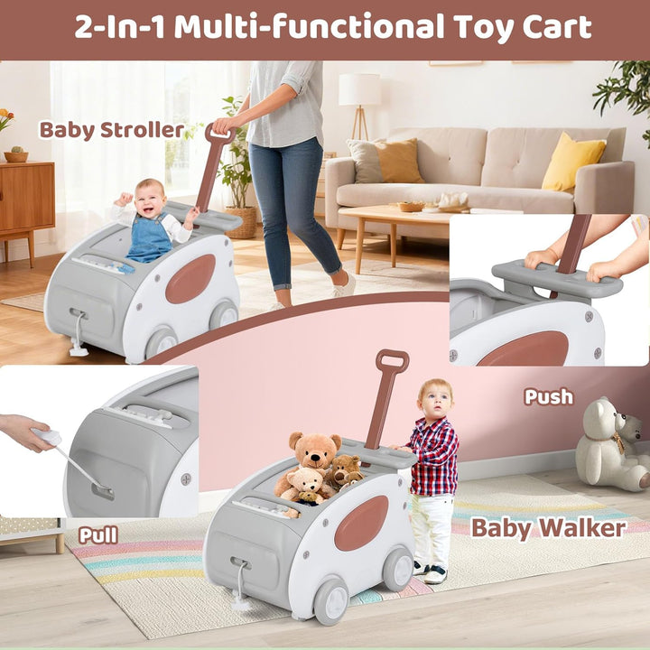 LIFEZEAL Lauflernhilfe 2-in-1 für Babys, Gehhilfe und Schiesshilfe mit klappbarem Sitz, Stauraum und