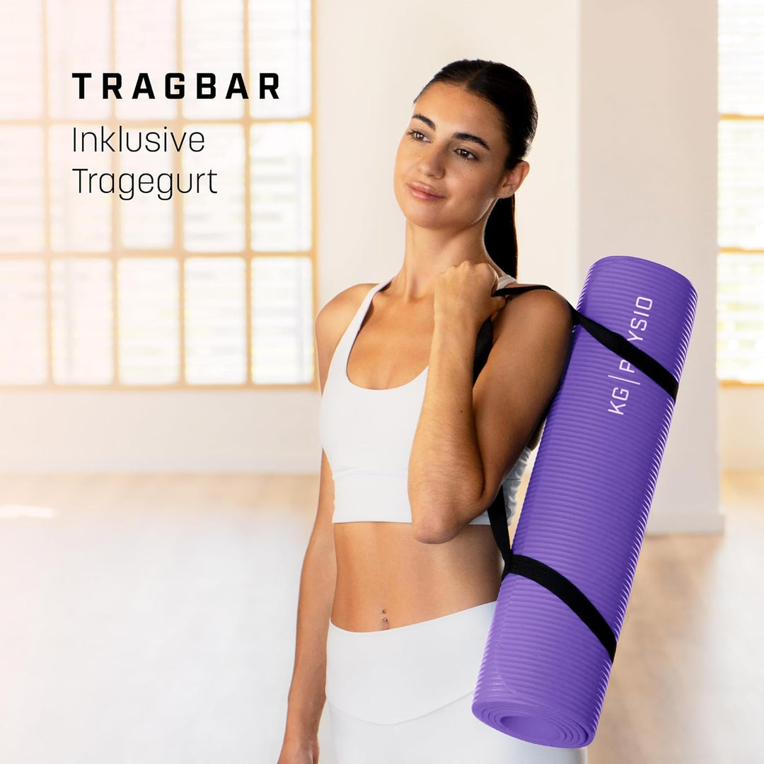 KG Physio Yogamatte Rutschfest und Gepolstert - Yoga Matte mit Tragegurt, Fitnessmatte, Turnmatte, S