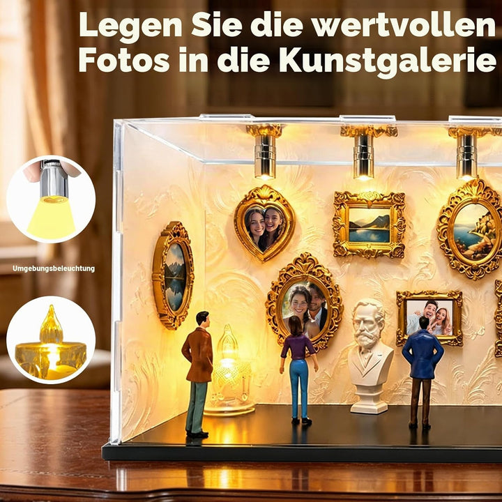 LUKIUP DIY Mini Museum Silhouette Box, Kreatives Erinnerungsdisplay Kit Mit 6 Figuren 9 Gold Rahmen