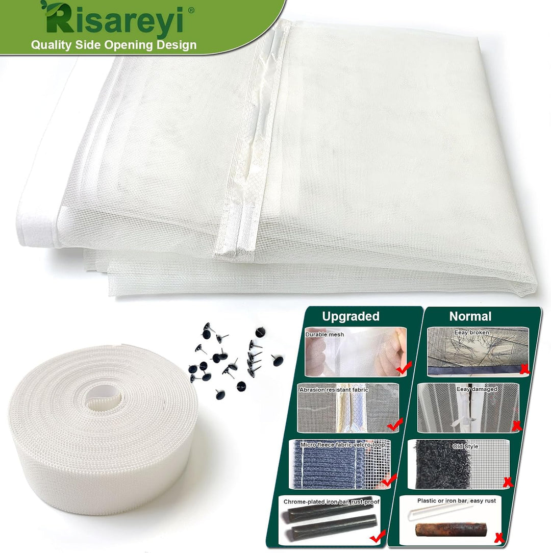 Risareyi Seitliche Öffnung Magnet Fliegengitter Balkontür 110x215cm, Weiss