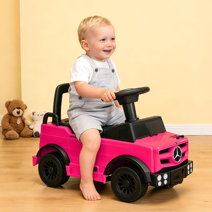 TCARAIWEN Kinder Rutschauto Mercedes-Benz Unimog Lizenz, Fuss-zu-Boden Rutscher für Kleinkinder 1-2