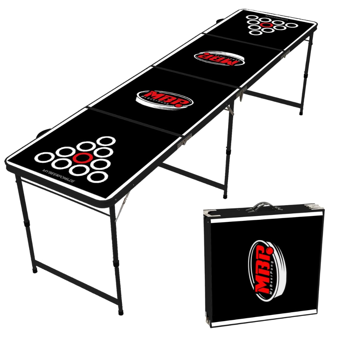 MYBEERPONG® Bierpong Tisch Classic + 6 Tischtennisbälle | Schwarzes Beer Pong Set als Gadget für Par