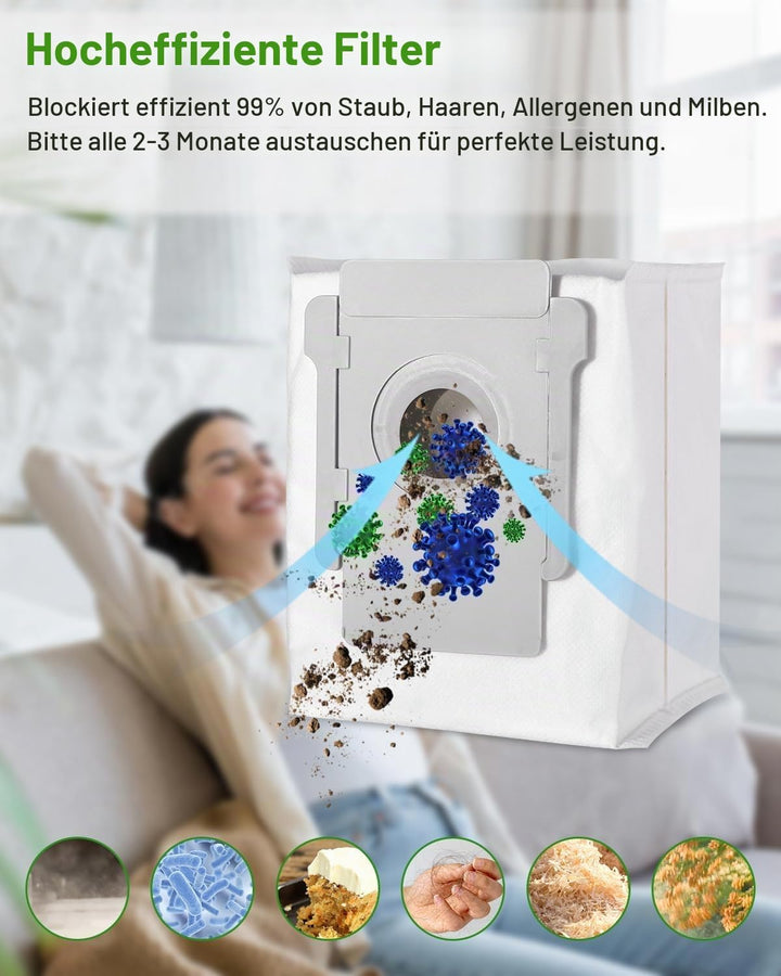 SOBEAU 10 Staubsaugerbeutel für iRobot Roomba i7, i7+, i3, i3+, i4, i4+, i6, i6+, j7, j7+, s9, s9+,