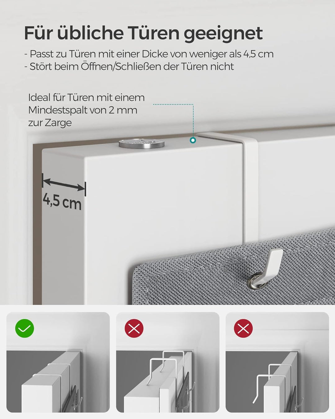 SONGMICS Hängeorganizer mit 4 Taschen, Hängeregal, Kleiderschrank-Organizer, Hängeaufbewahrung, Tür-