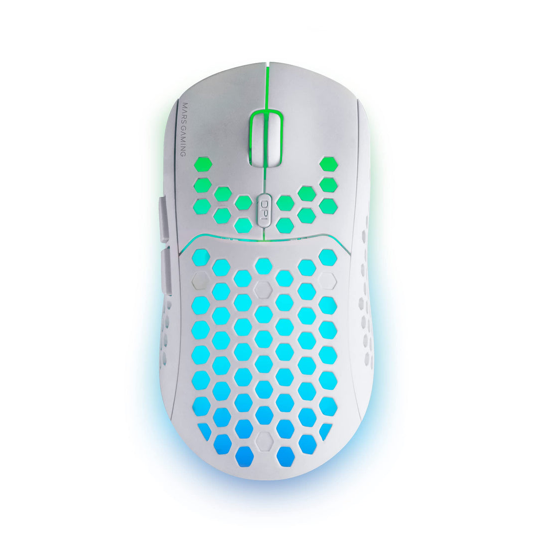 Mars Gaming MMW3W, Kabellose Gaming Maus, RGB Flow, Ultraleicht 79g, 3200DPI, Weiss, MMW3W