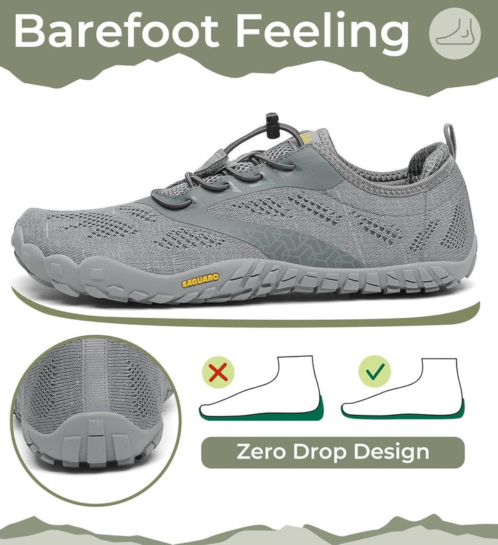 SAGUARO Unisex Barfussschuhe Indoor & Outdoor Fitnessschuhe, Gr. 36-48 39 EU Grau, 39 EU Grau
