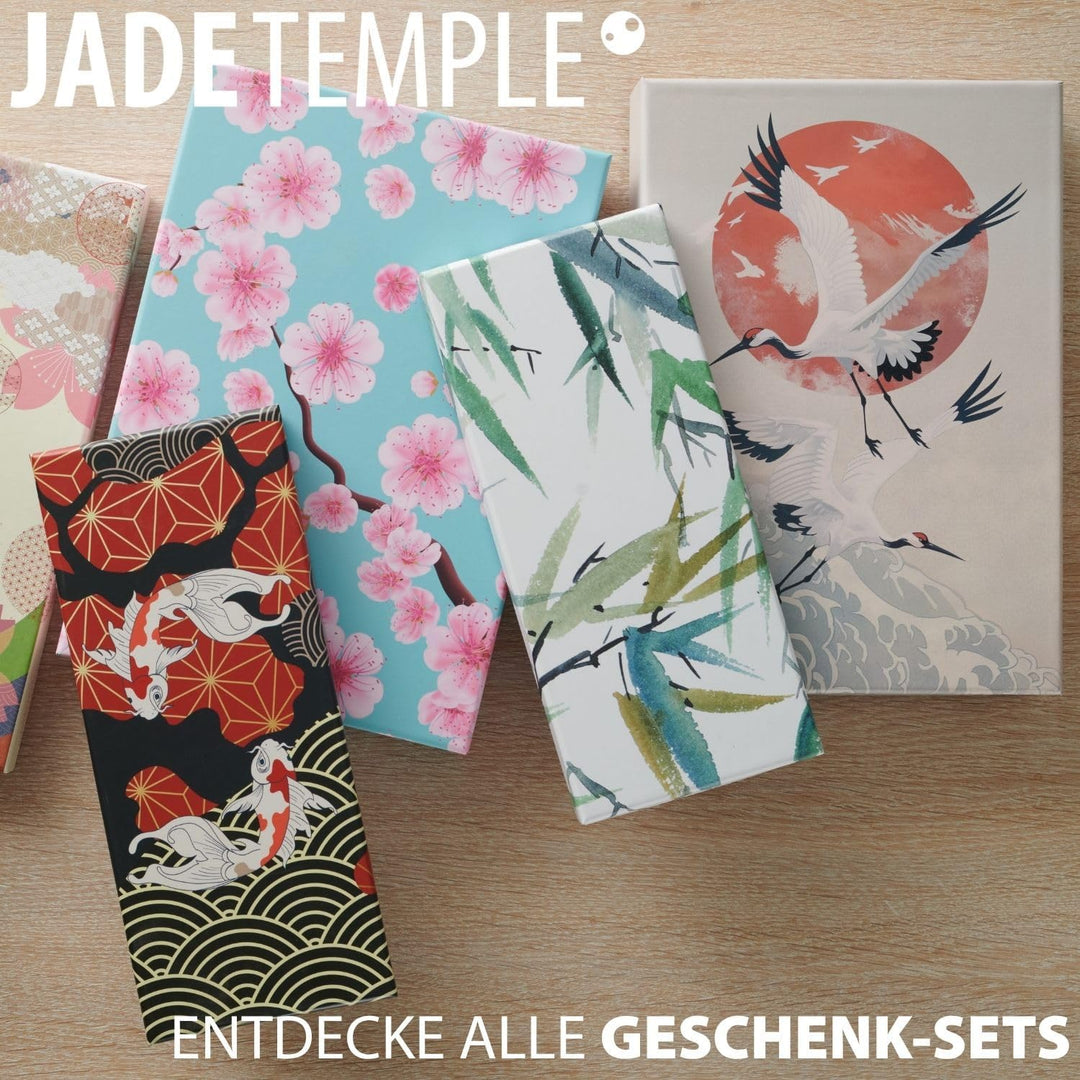 JADE TEMPLE Sushi Set für Zwei Personen - Holz, Schwarz, Schieferbrett, Schale, Bank, Essstäbchen