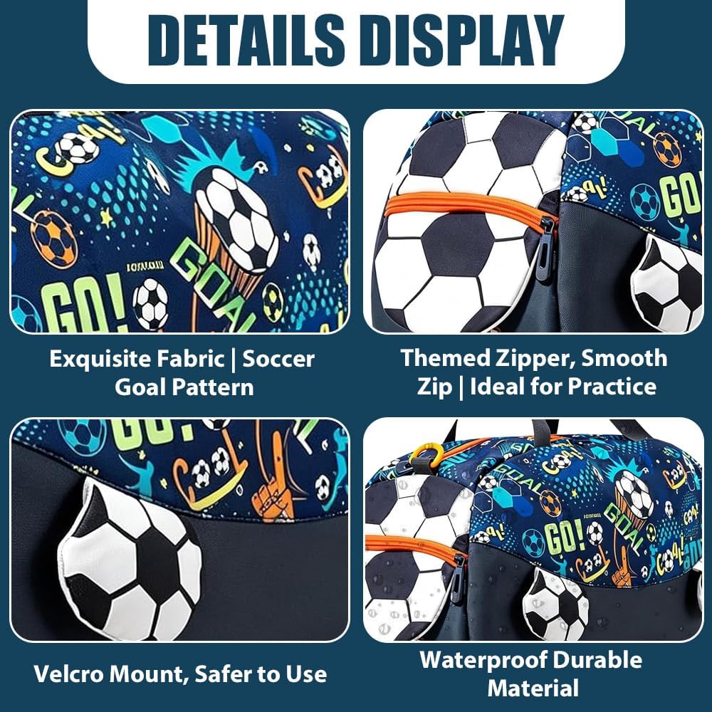 Sporttasche Kinder,Kinder Schwimmtasche,Blau-fussball Weekender Reisetasche,Sporttasche Jungen Mädch
