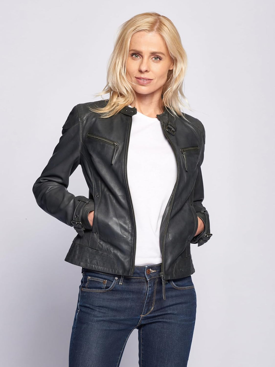 MAZE Damen Lederjacke 31Ryana S dark grey, S dark grey