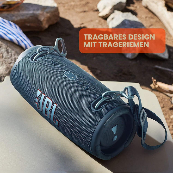 JBL Xtreme 3 kabelloser, tragbarer, wasserdichter Lautsprecher mit Bluetooth und Ladekabel in Schwar