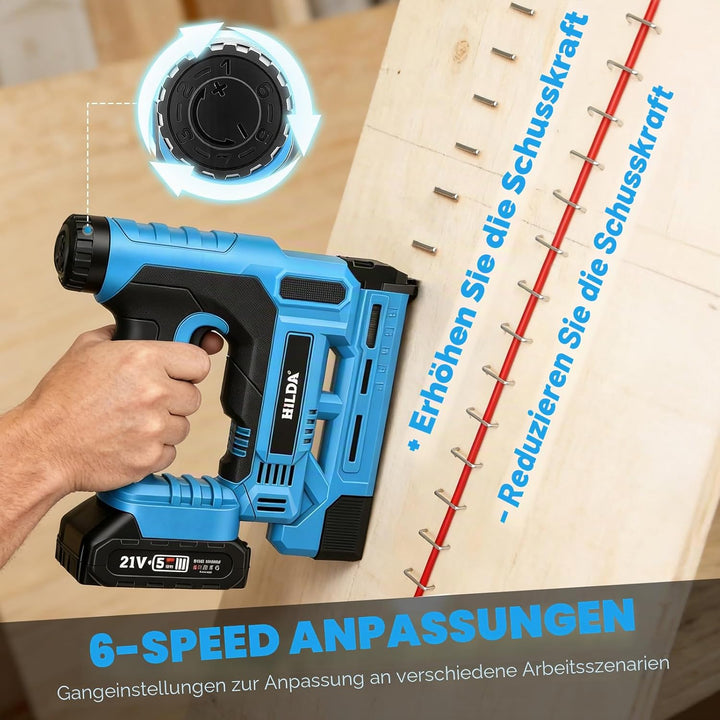 Akku Nagler Set, 2-in-1 18GA Elektrotacker mit 2x 2,0Ah Akkus, Ladegerät &amp;1000 Nägeln+1000 Klammern,