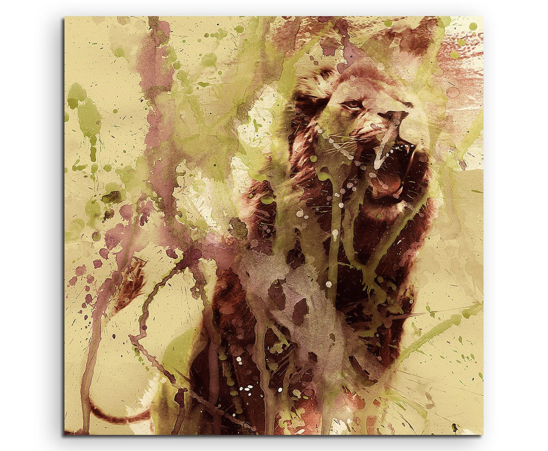 Loewe_60x60cm Splash Art Paul Sinus Aquarell, Gemälde, Kunstbild auf Leinwand