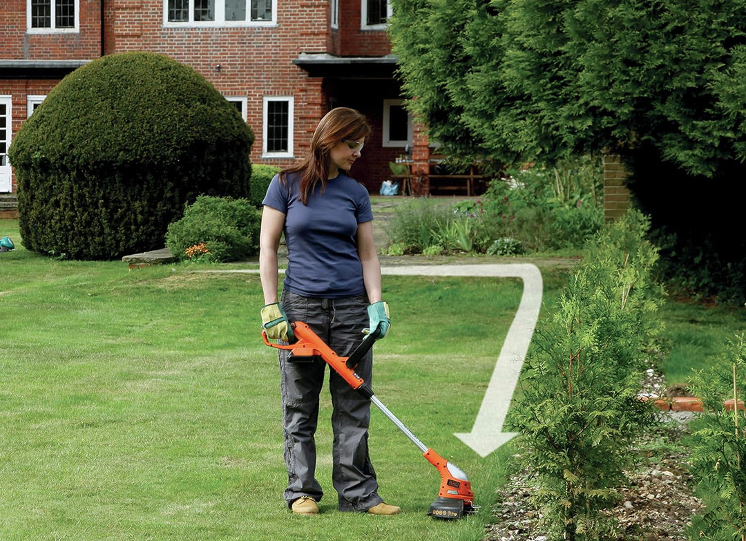 Black+Decker Akku-Rasentrimmer (18V 2,0Ah Li-Ion, Schnittbreite 23 cm, Zweithandgriff, Kantenschneid