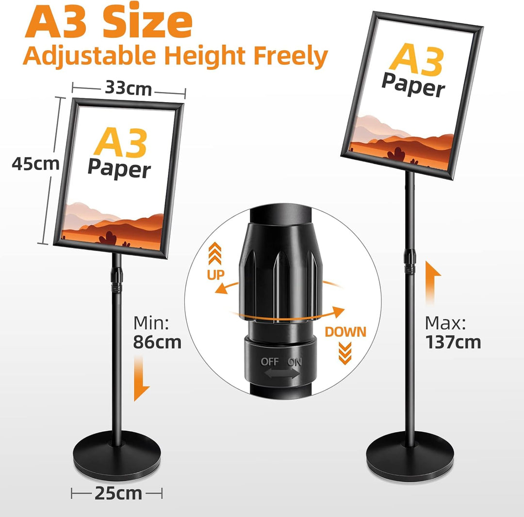 VAIIGO A3 Infoständer Höhenverstellbar Aluminium DIN A4 Plakatständer Informationsständer Präsentati