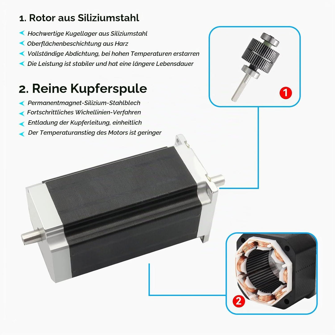 RATTMMOTOR Nema 23 Schrittmotor Doppelwelle 57 Stepper Motor 2.8Nm (425oz.in) 3A 1.8 Grad 4 Anschlus